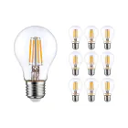 Lot 10x LED E27 Poire Filament Claire 4.5W 470lm - 822-827 Dim To Warm | Dimmable - Remplacement 40W