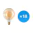 Lot 18x LED E27 Globe Filament Ambre 125mm 7.2W 630lm - 822  | Remplacement 60W